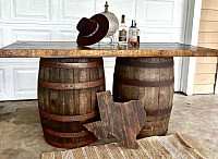 Wine whiskey barrels bar