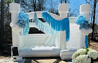 White bounce castle with slide Conroe